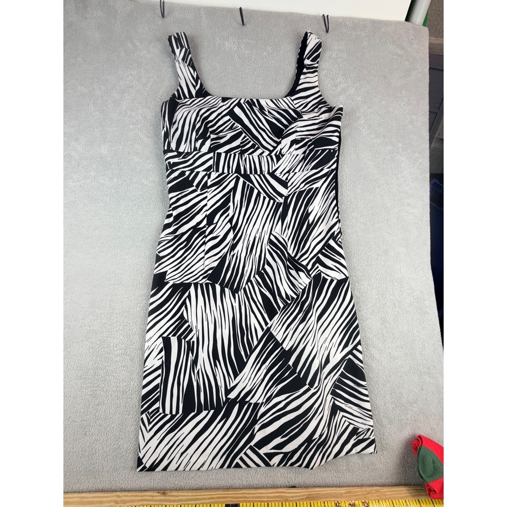Chelsea Taylor Black White Zebra‎ Print Sheath Dress Women Size 8
